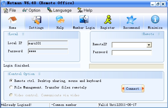 Netman Remote Control Software - Access & Control PCs by Inputting IP& Password!